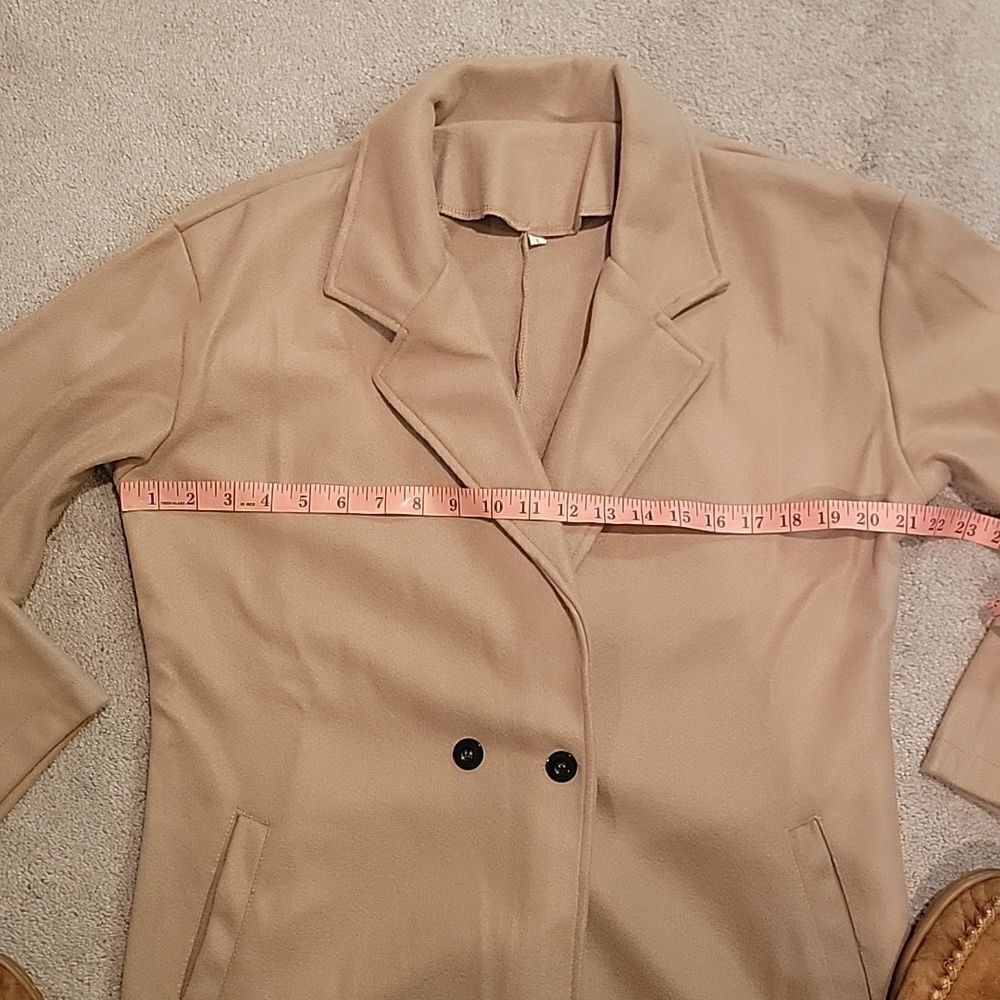 Women’s Camel Long Double-Breasted Coat - Brand - Picture 4 of 8